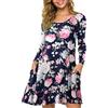 ZENNILO Donne Loose Fit Casual Swing T-Shirt Vestito con Tasche - - M