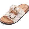 JOMIX Ciabatte Donna Estivi Sandali Bassi Moda Eleganti Pantofole con Perline Colorate Strass per Spiaggia e Tempo Libero WCF250325 Bianco 37