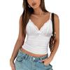 Avidlove Top con Spalline da Donna, Sexy, in Pizzo, con Scollo a V, in Pizzo, Bralette, Intimo, Spalline Sottili, Corto, Bianco XXL