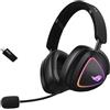 ASUS ROG Delta II, Cuffie da Gaming Senza Fili, Connessione 2.4GHz e Bluetooth, Audio DualFlow Ampio e Autentico, Driver Placcati in Titanio da 50mm, Per PC, Mac, PS, Switch, Android, Nere