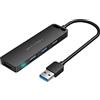 VENTION Hub USB 3.0, VENTION Porte Usb Multiple per PC 4 Porta Sdoppiatore USB Ultra Sottile Splitter per Laptop, Mac Mini/Pro, Surface Pro/XPS/ PS4/5 (0,15m)