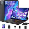 DEERTiME 2025 Tablet 10 Pollici Android 14, 20GB RAM+128GB ROM(TF 2TB), Octa Core, 5G+2.4G Wi-Fi 6, Bluetooth 5.0, 8MP+5MP, Cast, 1280 * 800 FHD, Widevine L1, GMS Tablet PC con Tastiera e Mouse, Nero