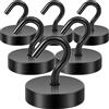 Neosmuk ganci magnetici al neodimio, 30 kg, neri, 6 pezzi | Ganci magnetici extra forti per armadietti, attrezzatura da officina, tenda da tetto, griglia, appendiabiti