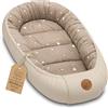 Totsy Baby Riduttore lettino neonato - 90x50 cm baby nest trasportabile per neonati nido culla pod cocoonababy babynest antisoffoco Beige con stelle bianche