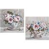 DRW Quadro su Tela con Fiori Dipinti a Mano in Rosa e Blu, 60 x 3 x 60 cm, Medidas: 60x3x60cm