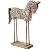 DRW Figura di un cavallo in legno e gambe in metallo in bianco e verde 27x8x40cm