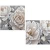 DRW Quadro Tela con Fiori Dipinto a Mano in Bianco 40 x 3,5 x 40 cm, Medidas: 40x3.5x40cm