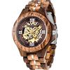 Tiong Quadrante marrone rosso a quattro cifre uomo orologio in legno vuoto automatico orologio meccanico orologio da uomo, Mwd-02red