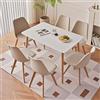 TTATC Tavolo da Pranzo con Set di 6 Sedie, Tavolo da Pranzo Moderno Rettangolare, 6 Sedie da Pranzo con Gambe in Legno di Faggio, per Cucina, Soggiorno, Sala da Pranzo (Beige)