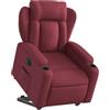 vidaXL Poltrona Alzapersona Reclinabile Elettrica Rosso Vino Tessuto