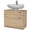 Liberoshopping Mobile Bagno copricolonna sottolavabo in Legno 70x46xH62 (2 Ante 2 cassetti Rovere)