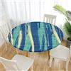 Morbuy Tovaglia Rotonda Antimacchia, Graffiti Copritavolo Elastico Rotondo, Impermeabile Lavabile Tovaglie da Tavola in Poliestere per Cucina Giardino Feste (blu verde,Diametro 90cm)