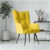 Brokky 328080 Poltrona Relax Giallo Senape in Velluto Poltrona Moderna da Soggiorno,Poltroncina da Ingresso,Camera da Letto e Sala da Pranzo con Seduta Imbottita,Gambe in Acciaio e Tessuto Effetto Lin