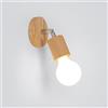 LIGKIN Applique da Parete in Legno Retrò Lampada da Parete Deco Spot da Parete 350° Rotante Illuminazione da Parete Industriale E27 Plafoniera Interna per Corridoio Camera da letto Scala (Rotonda)