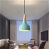 Mengjay Lampada a Sospensione Retrò LED, 15 cm, Lampada a Soffitto in Legno e Metallo, Moderna, Stile Scandinavo (Verde)