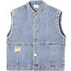 ANIMQUE Bambino Denim Gilet Primavera Autunno Senza Maniche Giacca Ragazzi Ragazze Colletto Rialzato Top Tinta Unita Classico Casual Bottone Capispalla, Azul 110