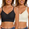 Yutdeng Reggiseni Schiena Scoperta Donna Reggiseno Senza Ferretto Scollo a V Reggiseno Invisibile Schiena Nuda Reggiseno Senza Cuciture Reggiseno Imbottito Rimovibile Bralette,Nero+Beige,XL