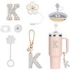 FIDWALL 6PCS Accessori Personalizzati per Stanley Cup,Tappo copripaglia, Decorazioni con Iniziali,Adesivi con Lettere,Ciondolo con Lettere e Tappo Antifuga per Stanley Cup (K)