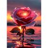 MEIYUDA 5D DIY Diamond Painting Kit Completo Rosa, Diamant Painting Fai-da-te Diamond Painting Fiori, Pittura Diamante Strass Ricamo a Punto Croce Painting per Decorazioni Casa 30x40cm