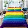 Loussiesd Set di biancheria da letto arcobaleno per ragazze con motivo a strisce colorate, giallo, verde, blu, viola, per letto singolo, per bambini, ragazzi, 1 copripiumino con 1 federa, morbida microfibra