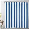 LB Stripe blu navy Tenda Doccia 180x200cm Linea blu e bianca Tende da Bagno con Ganci, Semplice geometria minimalista Extra Lungo Impermeabile Antimuffa Poliestere Casa Decorazione