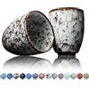 Ganzoo © Tazza da caffè in ceramica, design senza manico, 200 ml, set da 2 tazzine da caffè, tazza da tè con motivo moderno, pezzi unici colorati (tormalina)