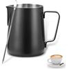 Tianher Bricco per Latte in Acciaio Inox,Tianher Bricco Latte Schiumatore Schiuma Brocca Tazza con Misurazione della Temperatura Latte Art Penna Lattiera per Cappuccino (Nero)