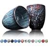 Ganzoo Tazza da caffè in ceramica, design senza manico, 200 ml, set da 2 tazzine da caffè, tazza da tè, tazza con motivo moderno, pezzi unici colorati (lemourian)