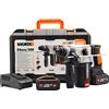 Worx WX380 Tassellatore demolitore brushless-2,2j-20V con 2 batterie da 4.0Ah
