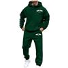 Rrongwn Tuta da jogging da uomo, in tinta unita, con cappuccio, in cotone, con stampa regolare, con cappuccio, taglie forti, verde scuro, M