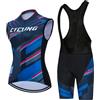 Mydawan Abbigliamento Ciclismo Completo Bici MTB Donna,Maglia Ciclista Estivo Maglietta da Ciclo Senza Maniche Gilet e Salopette Pantaloncini con 9D Gel Imbottiti,Tuta Bicicletta Asciugatura Rapida|9,L