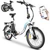 KAISDA Bicicletta Elettrica Pieghevole 20 Pollici,7 Velocità E-Bike da 36V 13Ah Batteria Rimovibile,Bici Elettrica Uomo Donna,Autonomia di 45-70 km,Bianco
