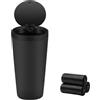 Adunsiaoto Mini Cestino Auto, Cestino Automobili Piccolo Con Coperchio, Bidone Macchina Con Coperchio per Automobili Casa Ufficio, Cassetta Del Rifiuto per Console O Porta Dell'auto(Nero)