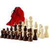 PrimoLiving Statue di scacchi in legno in sacchetto di velluto, altezza reale 90 mm, design Staunton, scacchi, statuette in legno con feltrini in velluto, sacchetto di cotone, rosso, taglia XL, re 90 mm,