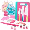 Aolkee 19 pezzi set di coltelli da taglio per bambini, utensili cucina bambini, utensili cucina bambini, set da cucina per bambini con forma di coltello da frutta, tagliere, grembiule