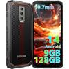 DOOGEE Blade 10 Telefono Cellulare Indistruttibile, Smartphone Android 14 da 9GB RAM 128GB ROM, Schermo HD+ da 6,56, Fotocamera da 16MP+8MP, Triple Card Slot,IP68 · IP69K (Kevlar Red)