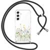 Yoedge Cover con Cordino per Samsung Galaxy A54 5G 6,4, Custodia Trasparente con Aesthetic Disegni Floreale 2, Morbido TPU Silicone + PC Antiurto Protettiva Case con Collana Tracolla Laccio Collo