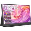 HONGO 4K Monitor Portatile, Schermo Portatile 17.3 3840x2160 UHD 100% sRGB 1500:1 Contrasto, Portable Monitor per Laptop PC Mac PS4/5/X-BO Phone, HDR Smart Display IPS, Supporto HDMI/Tipo C/USB C