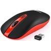 LeadsaiL Mouse Wireless Ricaricabile, Mouse Ottico Mini Silenzioso con Clic Mute, Ergonomic Mouse Senza Fili 2,4G con Nano Ricevitore, Cavo USB, 2400 DPI Mouse USB - Rosso