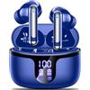 Monyhigh Cuffie Bluetooth, Auricolari Bluetooth HiFi Stereo 5.4 con 4 HD Mic 42H Autonomia Mini Cuffiette Wireless Sport ENC Cancellazione Rumore LED Display Touch Control IP7 Impermeabili,for iOS Android,Blu