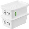 PAFEN 2x scatola di immagazzinaggio con coperchio trasparente 4,5l - 30x20x12cm - Scatole Immagazzinaggio Scatole impilabili con clip di chiusura Contenitori di plastica | Bianco