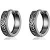 Immobird Orecchini Uomo Nero con Runa Celtica Cerchio 15mm Unisex Orecchini per Leggeri e delicati Adatto Per l'uso Quotidiano