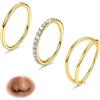BodyBonita 3 Pezzi Piercing Naso Cerchio - Acciaio Chirurgico 316L 20G CZ Nostril Piercing Septum Daith Trago Helix Orecchino Cartilagine Elice Setto Rook Conch Piercing Naso Anello Oro 7mm