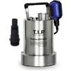 T.I.P. 30440 FlatOne 6000 INOX Pompa di dreggio e per piscine, aspirazione fino a 1 mm, portata fino a 6000 l/h, 22,5 x 16,5 x 27 cm