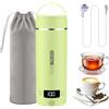 Bindokun Bollitore elettrico da viaggio piccolo, 500 ml, piccolo bollitore da viaggio, ad alta velocità, mini bollitore portatile in acciaio inox 316, chiusura automatica, per tè, caffè (verde)