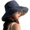 Lziizl Cappello da pescatore reversibile da donna, protezione dai raggi UV, a tesa larga, cappello estivo da spiaggia e da viaggio, blu navy, Taglia unica