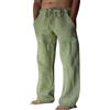Litthing Pantaloni Lino Uomo Pantaloni da Jogging in Cotone Pantaloni Estivi Casual Traspirante Tasche Pants Larghi Coulisse Pantaloni Comodi e Leggeri