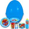 KORAT Uovo di Pasqua Gigante Sorpresa Kit Pappa Bambino h.40 cm Sorpresone Set di Stoviglie con Posate Porta Pranzo Borraccia Plastica Resistente Infrangibile PASQUALONE (per Spiderman)