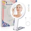 Mapille Specchio Trucco con Luci LED, Specchio Ingranditore 1X/10X, Girevole e Luminosità Regolabile Specchio Make up Ricaricabile Specchio da Tavolo per Bagno,Casa e Viaggi,Regalo per Donna/Lei (10X Bianco)
