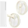 Gigtoop Stanley Cup Coperchi Set di 2, Stanley 40 oz Coperchi di ricambio per tazze in vetro con 4 cannucce e 1 spazzola per la pulizia, Stanley Cup Accessories (Beige)
